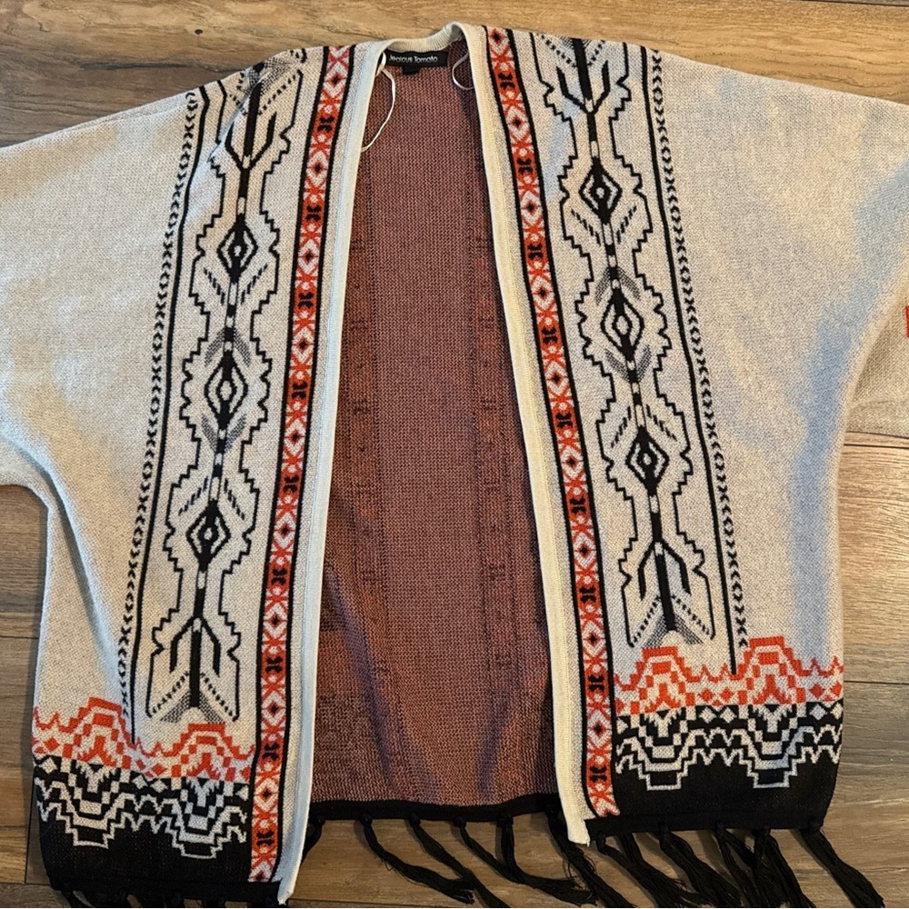 Jealous Tomato Anthro Size Medium Aztec Open Poncho Cardigan Kimono Sleeves